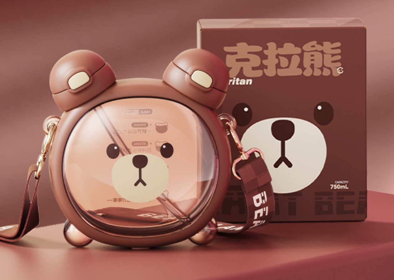 Carat bear double drink straw water glass - Image 5