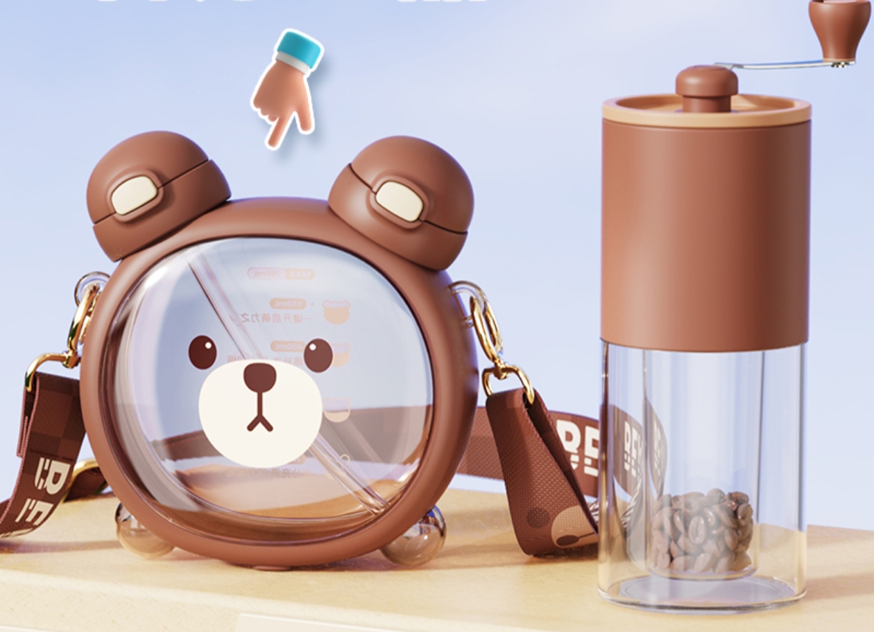 Carat bear double drink straw water glass - Image 6