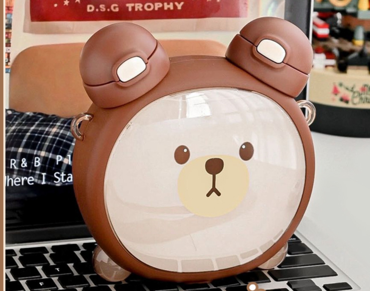 Carat bear double drink straw water glass - Image 7