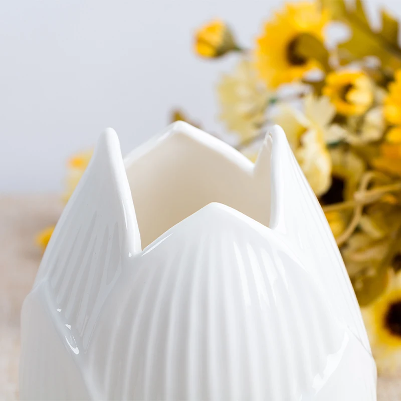 Creative Lotus Ceramic Vase, White Porcelain Flower Pot, Desk Aesthetic, Minimalist Room, Home Decoration Accessories - Image 3