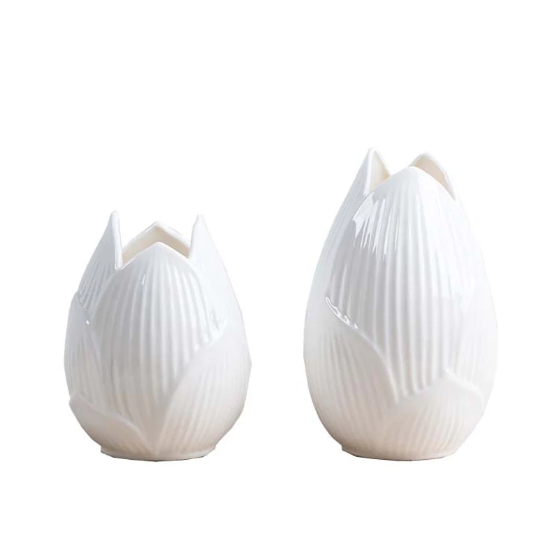 Creative Lotus Ceramic Vase, White Porcelain Flower Pot, Desk Aesthetic, Minimalist Room, Home Decoration Accessories - Image 6